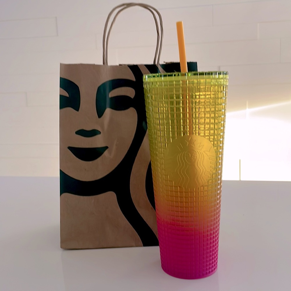 NWT Limited Edition Summer 2022 Tequila Sunset Starbucks cup with straw w/ bag